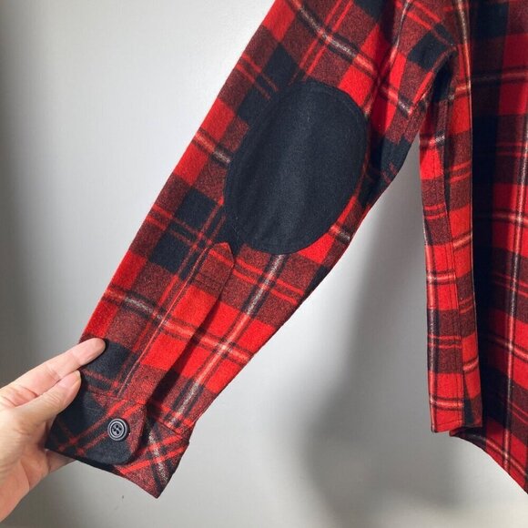 Mens Vintage Sears Kings Road Plaid Wool Button Shirt Red Black L 16 - 16.5" Woo - Picture 5 of 6